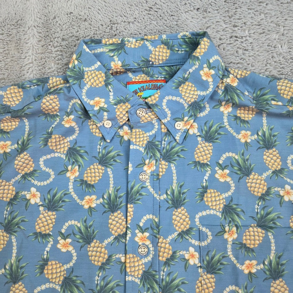 Reyn Spooner Joe Kealoha Shirt Mens S Pineapple Floral Lei Button Down Blue